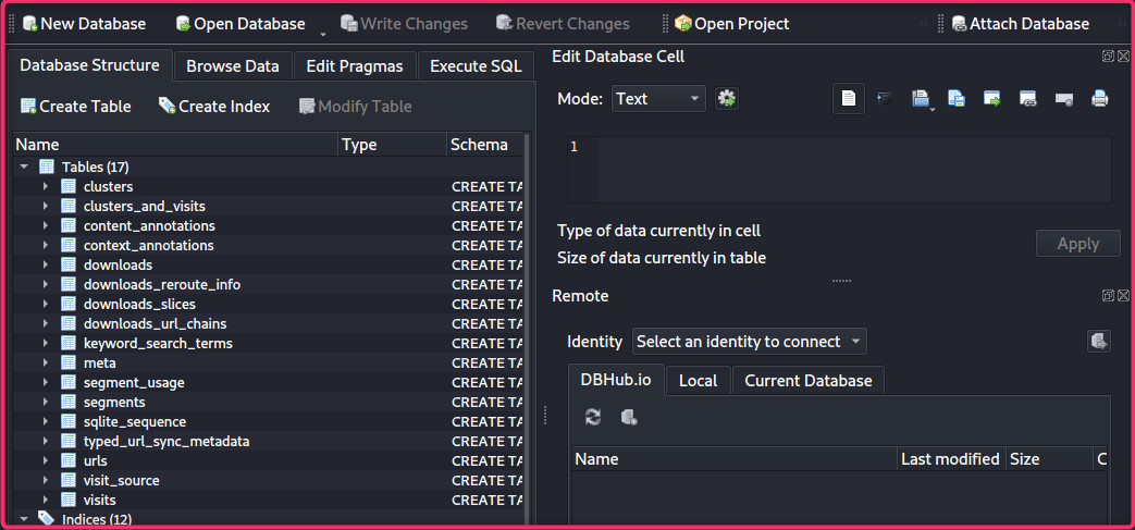 SQLite Browser ScreenShot